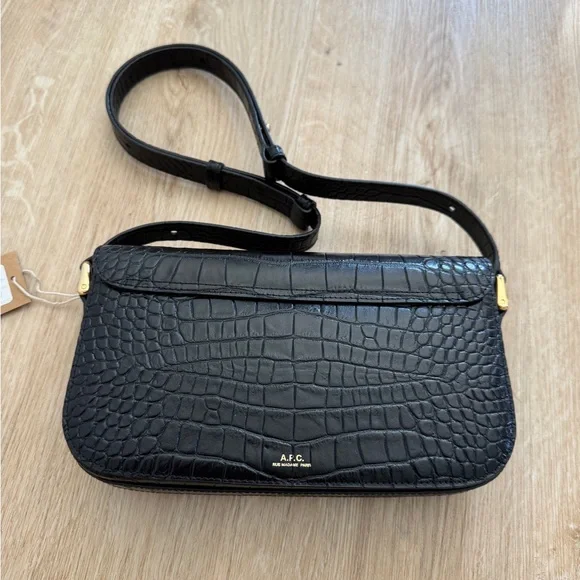 NWT APC Grace Baguette Bag in Black Croc Leather - Picture 3 of 6
